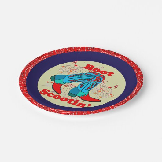 ウェスタンパーティーカウボーイブートスクートイン» Dance Red ペーパープレート (アングル)