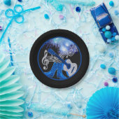 ウェスタンパーティーギターとブルーカウボーイブーツプレート ペーパープレート (パーティー)