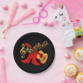 ウェスタンパーティーギターとレッドカウボーイブーツプレート ペーパープレート (パーティー)