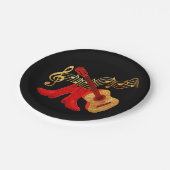 ウェスタンパーティーギターとレッドカウボーイブーツプレート ペーパープレート (アングル)