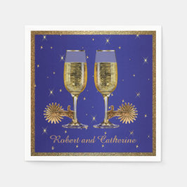 ウェスタンパーティーシャンパンアンドスパールカスタム文字ブルー スタンダードカクテルナプキン