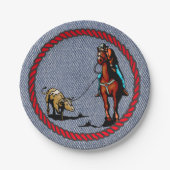 ウェスタンパーティーデニムプリント紙プレート ペーパープレート (正面)