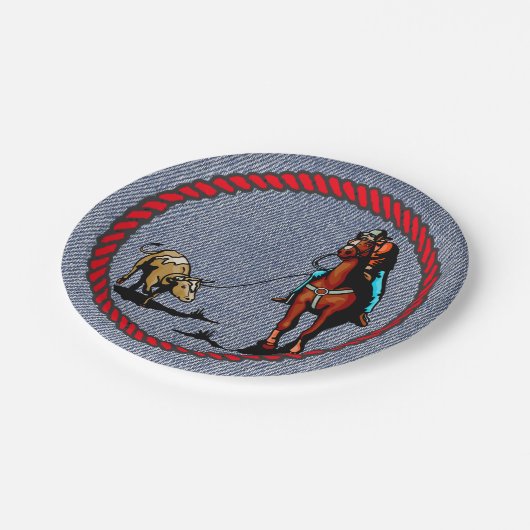 ウェスタンパーティーデニムプリント紙プレート ペーパープレート (アングル)