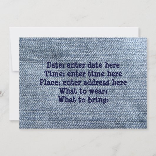 ウェスタンパーティーデニム招待状 招待状 (裏面)