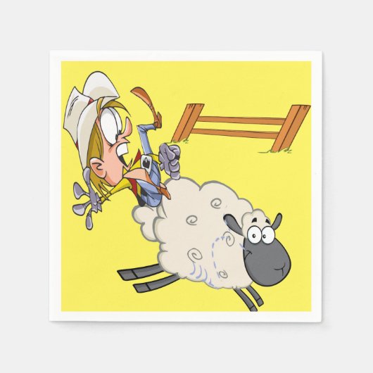 ウェスタンパーティーナプキンズカウボーイ女性のカーボーイマットンブスティン スタンダードカクテルナプキン (正面)