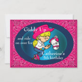 ウェスタンパーティーマンガ女性のカーボーイオンスティックホース 招待状 (正面)