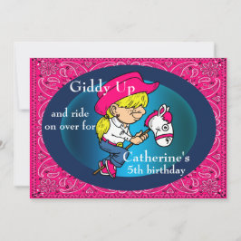 ウェスタンパーティーマンガ女性のカーボーイオンスティックホース 招待状