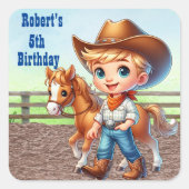ウェスタンパーティーリトルカウボーイウィズホースカスタム スクエアシール (正面)