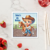 ウェスタンパーティーリトルカウボーイウィズホースカスタム スタンダードカクテルナプキン (インサイチュ)