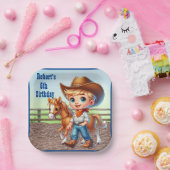 ウェスタンパーティーリトルカウボーイウィズホースカスタム ペーパープレート (パーティー)