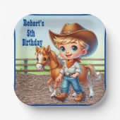 ウェスタンパーティーリトルカウボーイウィズホースカスタム ペーパープレート (正面)
