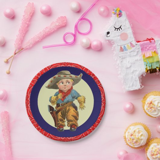 ウェスタンパーティーリトルカウボーイレッドバンダナ ペーパープレート (パーティー)