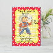 ウェスタンパーティーリトルカウボーイ誕生日招待状 招待状 (スタンド正面)