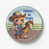 ウェスタンパーティーリトル女性のカーボーイウィズホースカスタム ペーパープレート (正面)