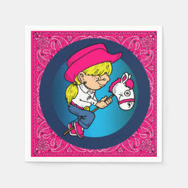 ウェスタンパーティーリトル女性のカーボーイオンスティックホース2 スタンダードカクテルナプキン