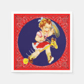 ウェスタンパーティーリトル女性のカーボーイオンスティックホース スタンダードカクテルナプキン (正面)