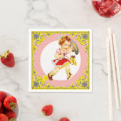 ウェスタンパーティーリトル女性のカーボーイオンスティックホース スタンダードカクテルナプキン (インサイチュ)