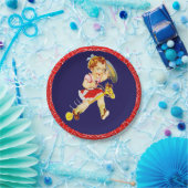 ウェスタンパーティーリトル女性のカーボーイオンスティックホース ペーパープレート (パーティー)