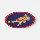 ウェスタンパーティーリトル女性のカーボーイオンスティックホース ペーパープレート (アングル)