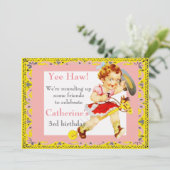 ウェスタンパーティーリトル女性のカーボーイオンスティックホース 招待状 (スタンド正面)