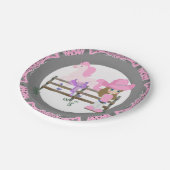 ウェスタンパーティーリトル女性のカーボーイ馬とサドル ペーパープレート (アングル)