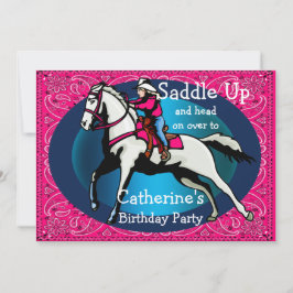ウェスタンパーティーロデオカウガール馬バレルレース 招待状