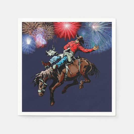 ウェスタンパーティーロデオカウボーイブロンクライダーナプキンズ スタンダードカクテルナプキン (正面)