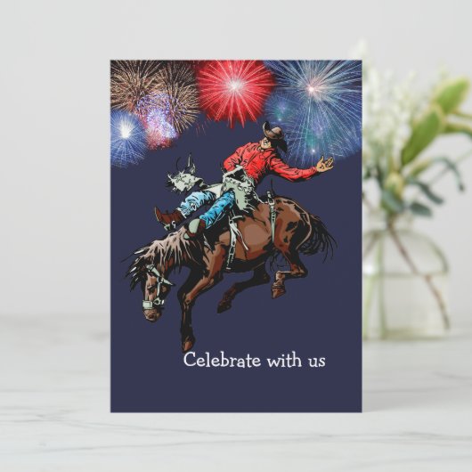 ウェスタンパーティーロデオカウボーイブロンクライダーブルー 招待状 (スタンド正面)