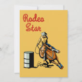 ウェスタンパーティーロデオ女性のカーボーイバレルレーサー 招待状 (正面)