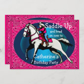 ウェスタンパーティーロデオ女性のカーボーイホースバレルレース 招待状 (正面/裏面)