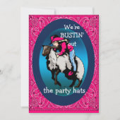 ウェスタンパーティーロデオ女性のカーボーイマットンブスティン 招待状 (正面)