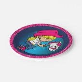 ウェスタンパーティー女性のカーボーイオンスティックホースピンクバンダナ ペーパープレート (アングル)