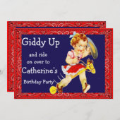 ウェスタンパーティー女性のカーボーイオンスティックホース招待状 招待状 (正面/裏面)
