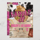 ウェスタンパーティー、カウガールパーティーのウェスタン招待状 招待状 (正面/裏面)