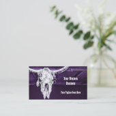 ウェスタンパープルホワイト素朴ブル牛スカルバーン 名刺 (スタンド正面)