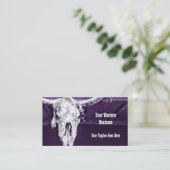 ウェスタンパープルホワイト素朴ブル牛スカルバーン 名刺 (スタンド正面)