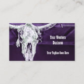 ウェスタンパープルホワイト素朴ブル牛スカルバーン 名刺 (正面)
