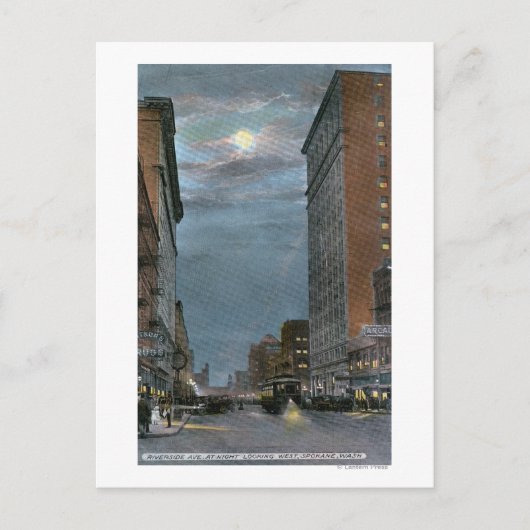 ウェスタンビューオブリバーサイドアベニューアットナイト ポストカード (正面)
