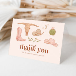 ウェスタンピンクのブライダルシャワー感謝カード サンキューカード