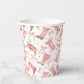 ウェスタンピンクのロデオブーツにリボン ブライズシャワー 紙コップ (正面)