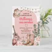 ウェスタンピンクブーツ女性のカーボーイ誕生日パーティー 招待状 (スタンド正面)