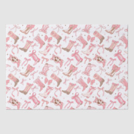 ウェスタンピンクロデオブーツにリボン ブライダルシャワー 薄葉紙