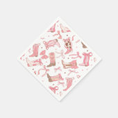 ウェスタンピンクロデオブーツウィズボーズブライダルシャワー スタンダードカクテルナプキン (角)