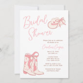ウェスタンピンクロデオブーツウィズボーズブライダルシャワー 招待状 (正面)