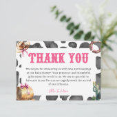 ウェスタンピンク女性のカーボーイベビーシャワー サンキューカード (スタンド正面)