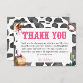 ウェスタンピンク女性のカーボーイベビーシャワー サンキューカード (正面/裏面)