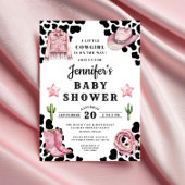 ウェスタンピンク女性のカーボーイベビーシャワー 招待状