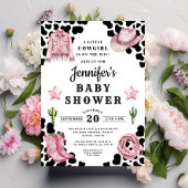 ウェスタンピンク女性のカーボーイベビーシャワー 招待状