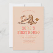 ウェスタンファースト女性のカーボーイピンクバースデーパーティー 招待状 (正面)