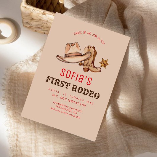 ウェスタンファースト女性のカーボーイ誕生日パーティー 招待状